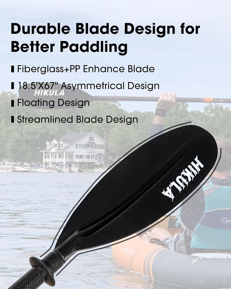 HIKULA Adjustable Carbon Fiber Shaft Kayak Paddle, Kayaking Oars with Reinforced Nylon Blade for Adults, 4 Piece, 86in/220cm to 90in/230cm - Image 2